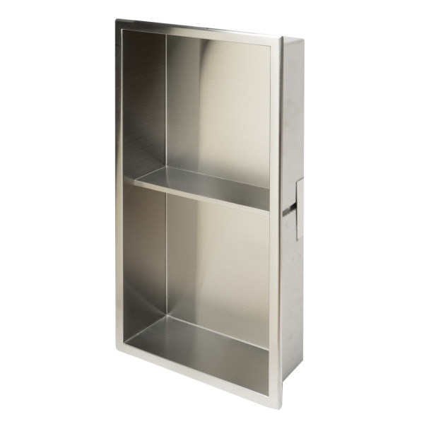 ALFI brand ABN1224 12" x 24" Vertical Double Shelf Stainless Bath/Shower Niche