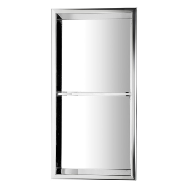 ALFI brand ABN1224 12" x 24" Vertical Double Shelf Stainless Bath/Shower Niche