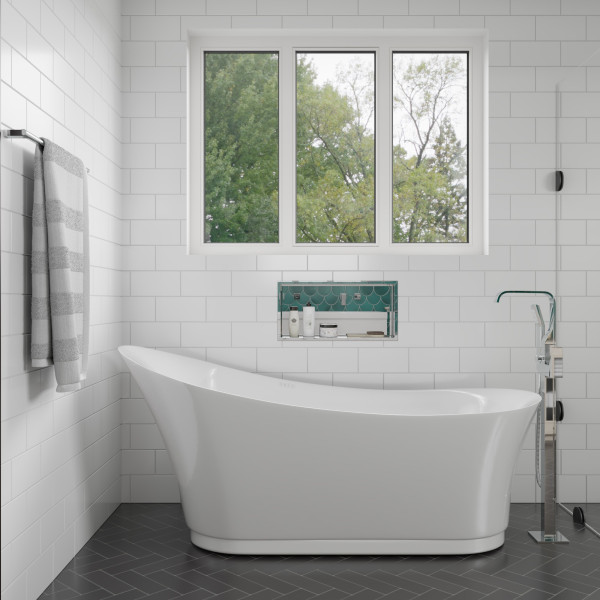 ALFI brand ABN2412 24" x 12" Horizontal Single Stainless Bath / Shower Niche