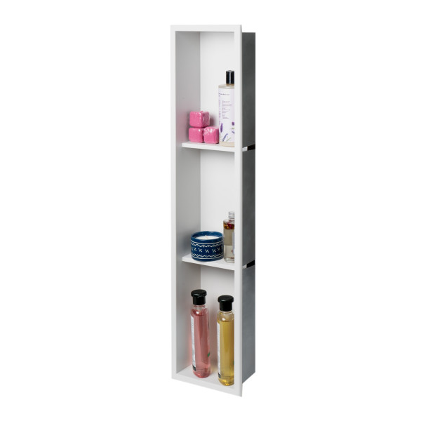 ALFI brand ABNC0836 8" x 36" Black or White Matte Stainless Triple Shower Niche