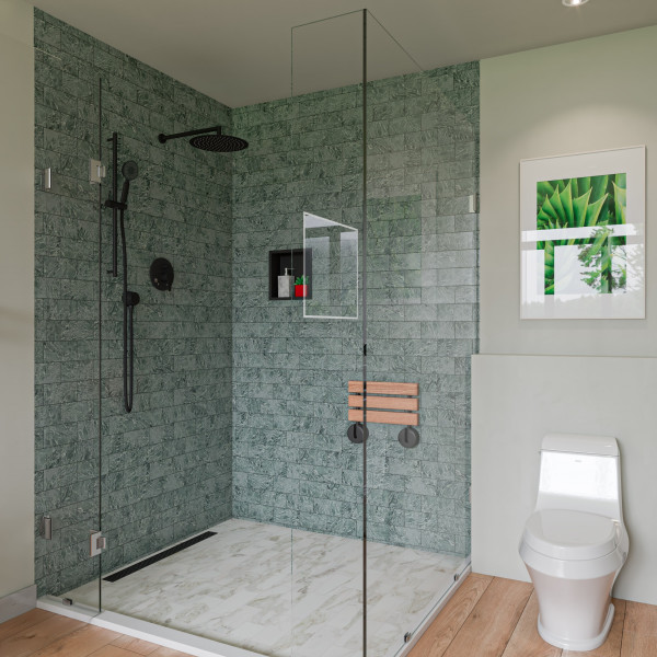 ALFI brand ABNC1212 12 x 12 Black or White Matte Steel Square Shelf Shower Niche