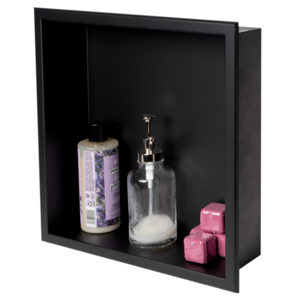 ALFI brand ABNC1616 16" x 16" Black or White Matte Stainless Single Shower Niche