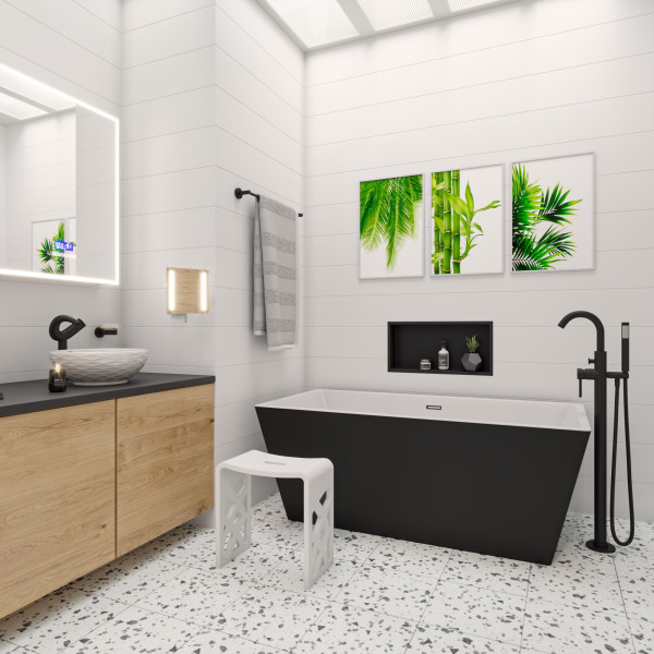 ALFI brand ABNC2412 24" x 12" Black or White Matte Stainless Single Shower Niche
