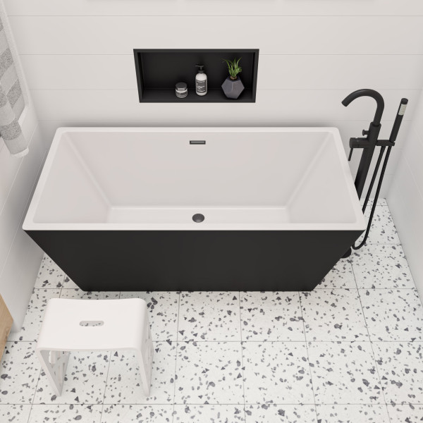 ALFI brand ABNC2412 24" x 12" Black or White Matte Stainless Single Shower Niche