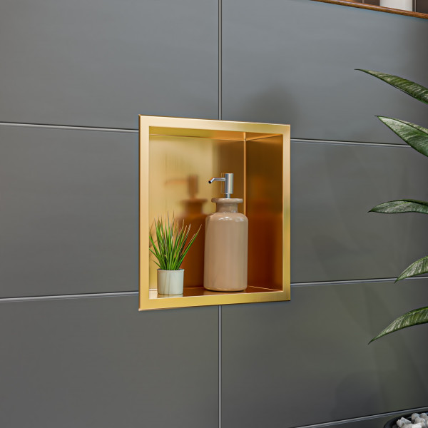 ALFI brand ABNP1212 12" x 12" Stainless Steel Square Single Shelf Shower Niche