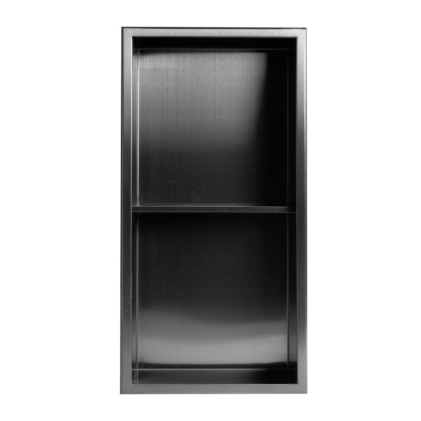 ALFI brand ABNP1224 12" x 24" Stainless Steel Vertical Double Shelf Shower Niche