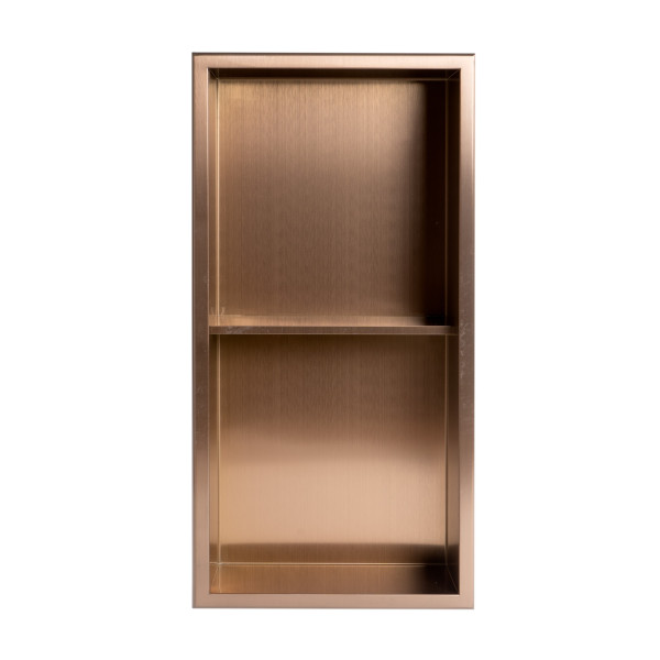 ALFI brand ABNP1224 12" x 24" Stainless Steel Vertical Double Shelf Shower Niche