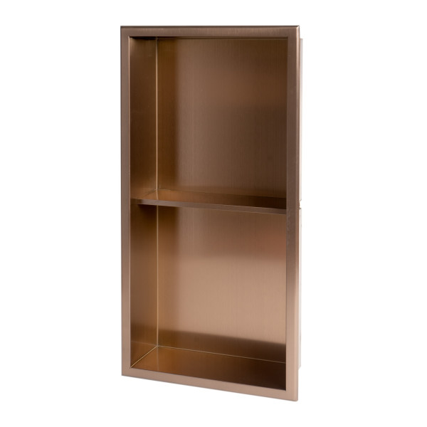 ALFI brand ABNP1224 12" x 24" Stainless Steel Vertical Double Shelf Shower Niche