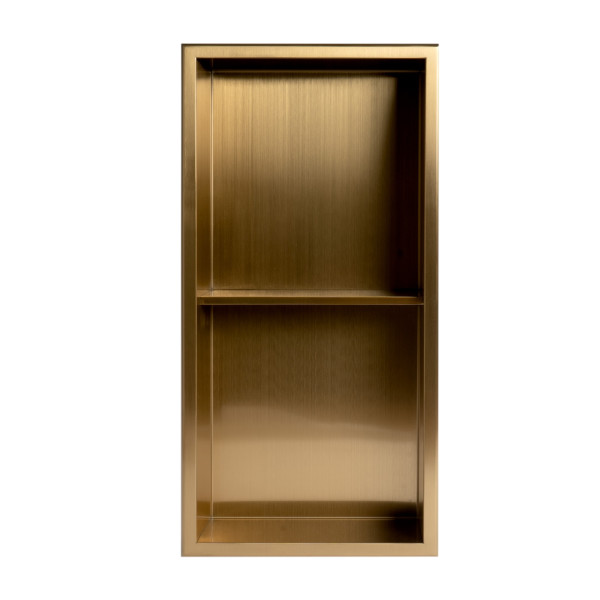 ALFI brand ABNP1224 12" x 24" Stainless Steel Vertical Double Shelf Shower Niche