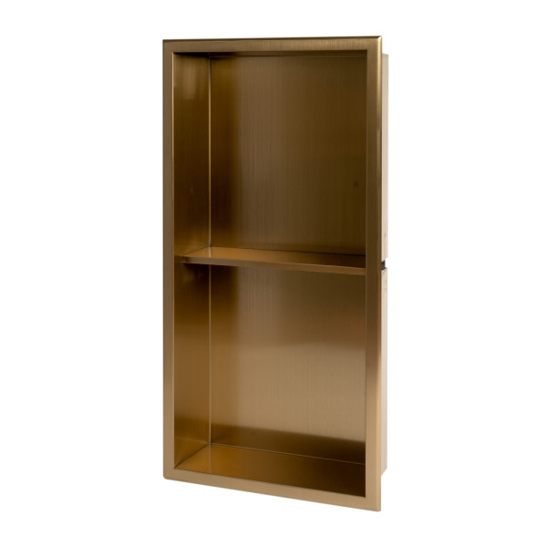 ALFI brand ABNP1224 12" x 24" Stainless Steel Vertical Double Shelf Shower Niche