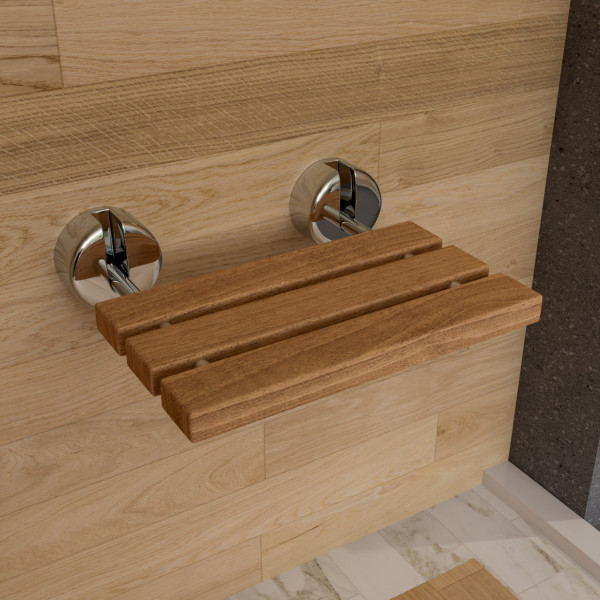 ALFI brand ABS16R 16 Inch Folding Teak Wood Shower Seat Bench