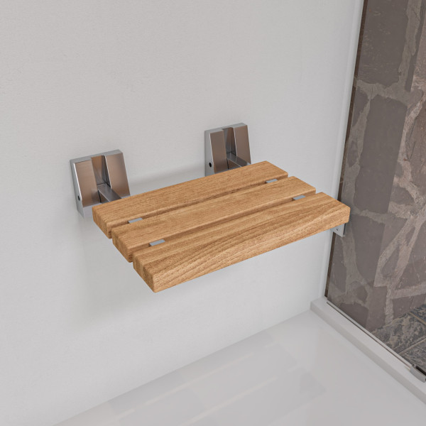 ALFI brand ABS16S 16 Inch Folding Teak Wood Shower Seat Bench