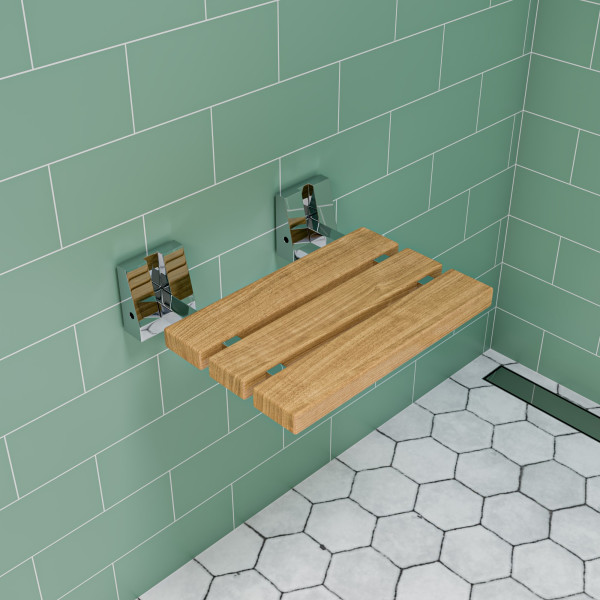 ALFI brand ABS16S 16 Inch Folding Teak Wood Shower Seat Bench