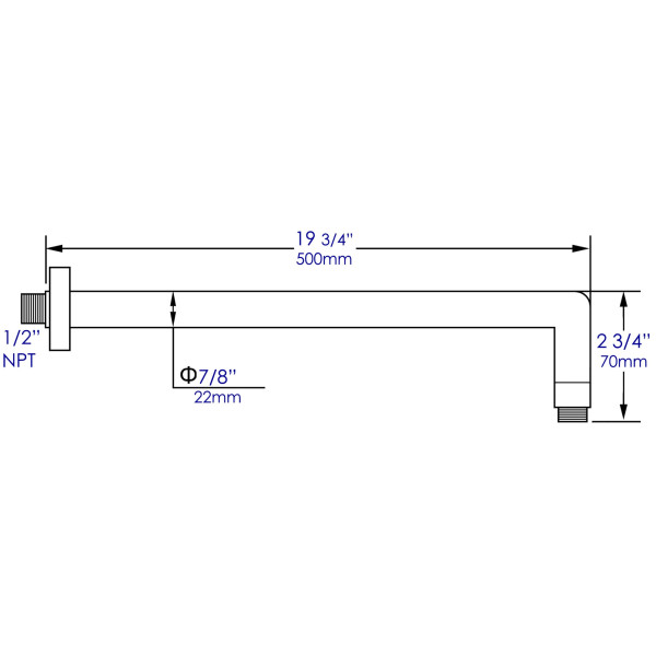 ALFI brand ABSA20R 20" Round Wall Shower Arm