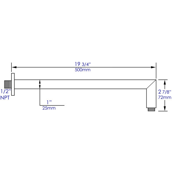 ALFI brand ABSA20S 20" Square Wall Shower Arm