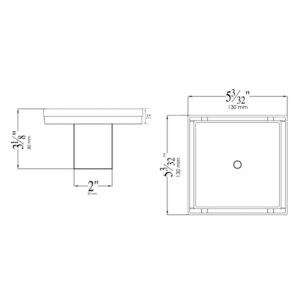 ALFI brand ABSD55A 5"x 5" Modern Square Stainless Shower Drain w/o Cover