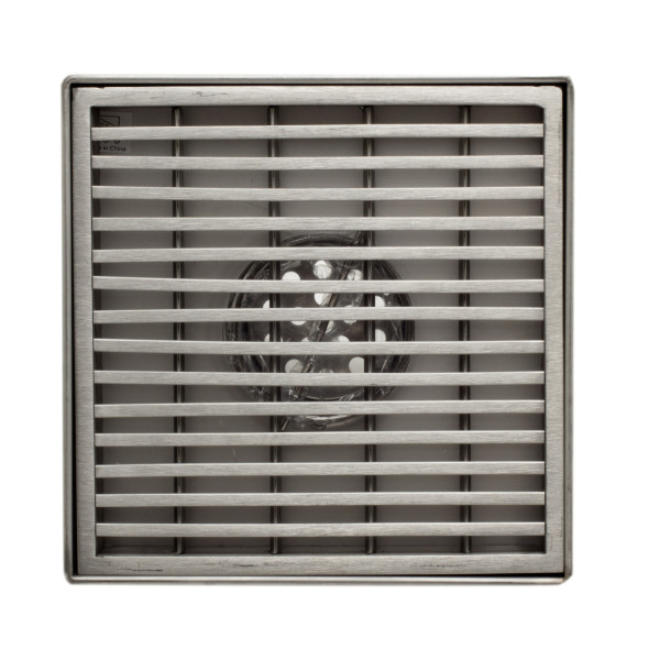 ALFI brand ABSD55D 5" x 5" Square Stainless Shower Drain with Groove Lines
