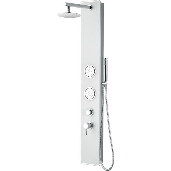 ALFI brand ABSP50W White Glass Shower Panel with 2 Body Sprays and Rain Shower Head