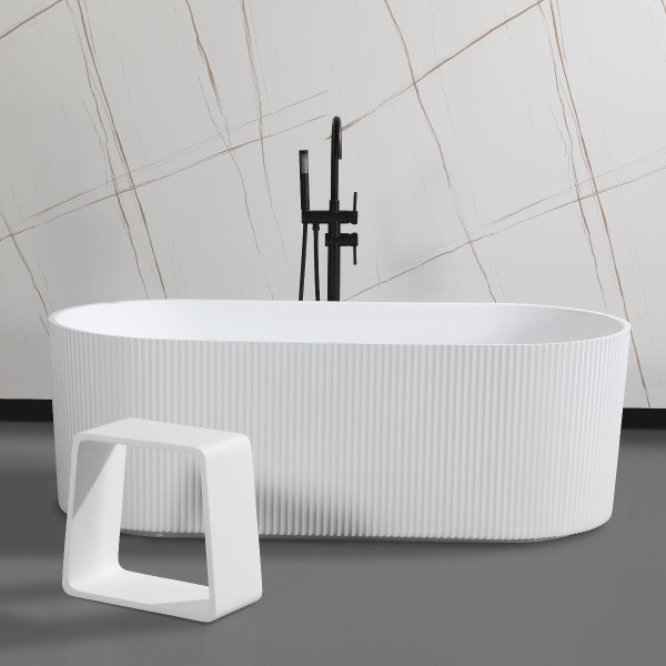 ALFI brand ABST55 White Matte Solid Surface Resin Bathroom / Shower Stool