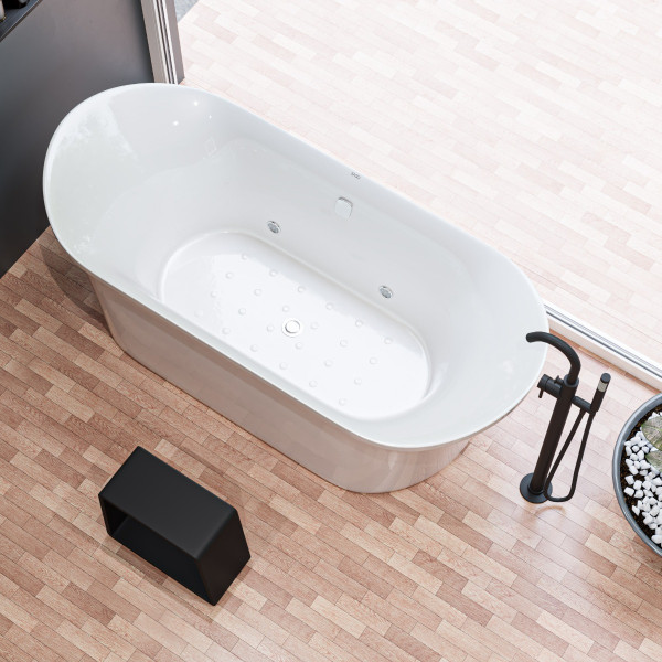 ALFI brand ABST55BM Black Matte Solid Surface Resin Bathroom / Shower Stool
