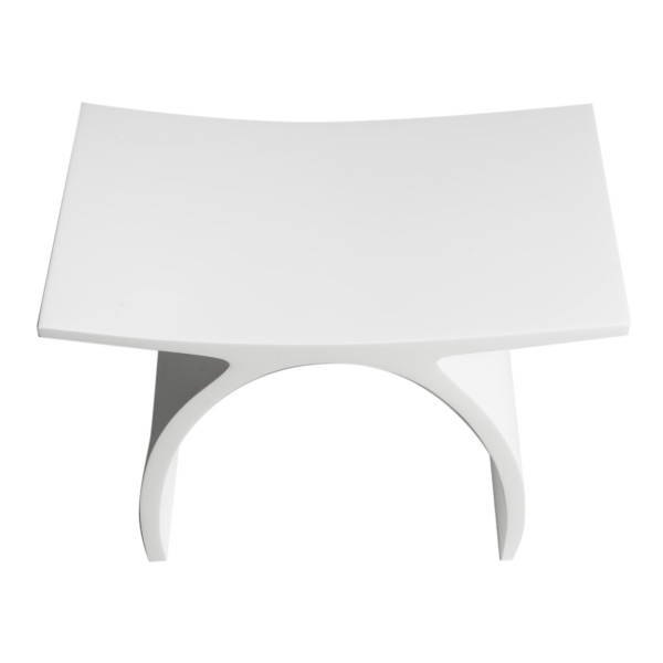 ALFI brand ABST77 Arched White Matte Solid Surface Resin Bathroom / Shower Stool