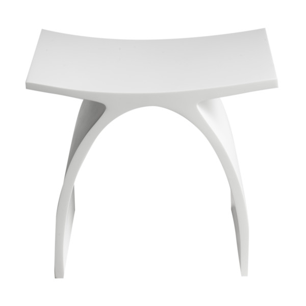 ALFI brand ABST77 Arched White Matte Solid Surface Resin Bathroom / Shower Stool
