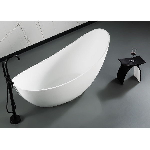 ALFI brand ABST77BM Black Matte Arched Solid Surface Resin Bathroom Shower Stool