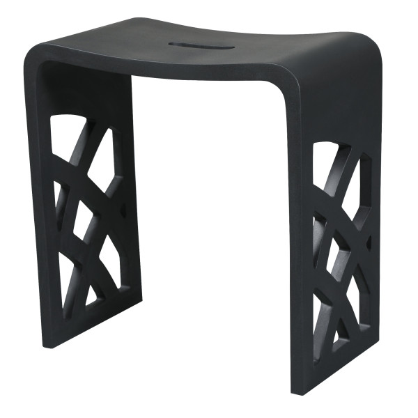 ALFI brand ABST88BM Black Matte Solid Surface Resin Bathroom / Shower Stool