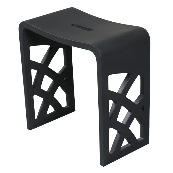 ALFI brand ABST88BM Black Matte Solid Surface Resin Bathroom / Shower Stool
