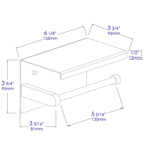 ALFI brand ABTP66-BSS Brushed Stainless Steel Toilet Paper Holder with Shelf
