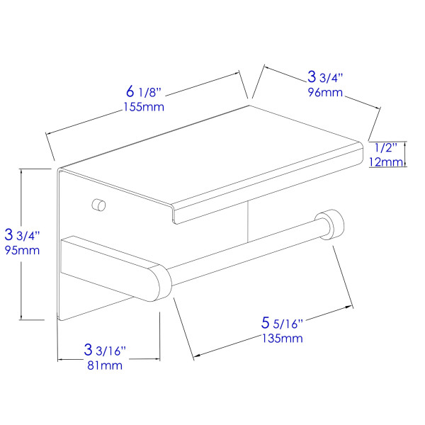 ALFI brand ABTPC66 Stainless Steel Toilet Paper Holder with Shelf