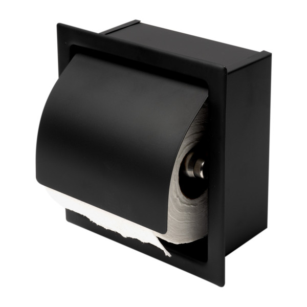 ALFI brand ABTPC77-BLA Black Matte Stainless Recessed Toilet Paper Holder