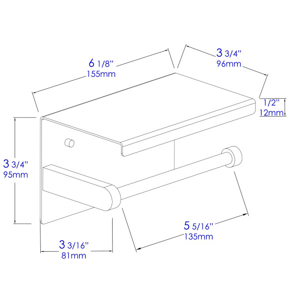 ALFI brand ABTPP66 PVD Stainless Steel Toilet Paper Holder with Shelf