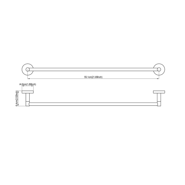 ANZZI AC-AZ007-P Caster Series Wall Mounted Single Bathroom Towel Bar