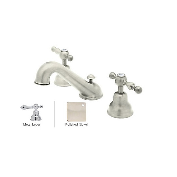 Rohl AC102LM-2 3-Hole  Widespread Faucet With Two Metal Lever Handles