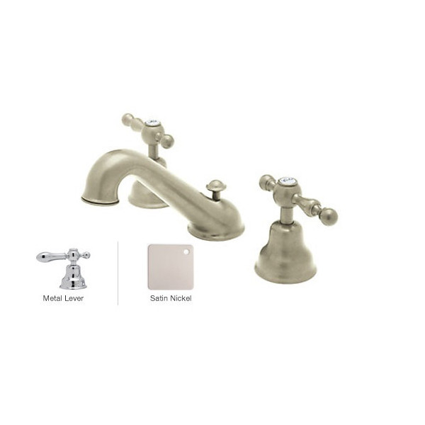 Rohl AC102LM-2 3-Hole  Widespread Faucet With Two Metal Lever Handles