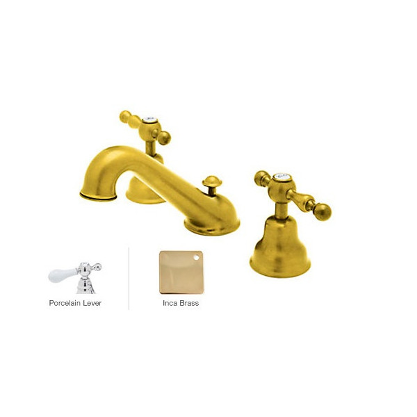 Rohl AC102OP-2 3-Hole Widespread Faucet With Two Porcelain Lever Handles