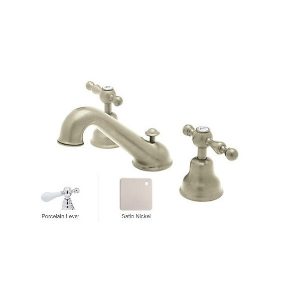Rohl AC102OP-2 3-Hole Widespread Faucet With Two Porcelain Lever Handles