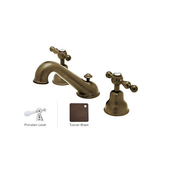 Rohl AC102OP-2 3-Hole Widespread Faucet With Two Porcelain Lever Handles