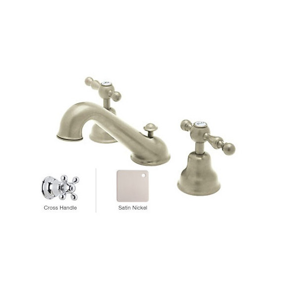 Rohl AC102X-2 3-Hole  Widespread Faucet With Two Metal Cross Handles