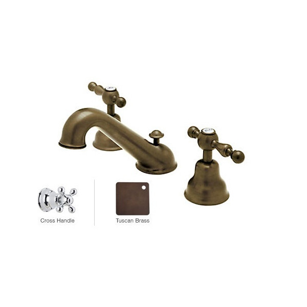 Rohl AC102X-2 3-Hole  Widespread Faucet With Two Metal Cross Handles