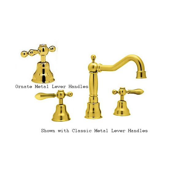 Rohl AC107L-2 Widespread Traditional Country Faucet With Lever Handles