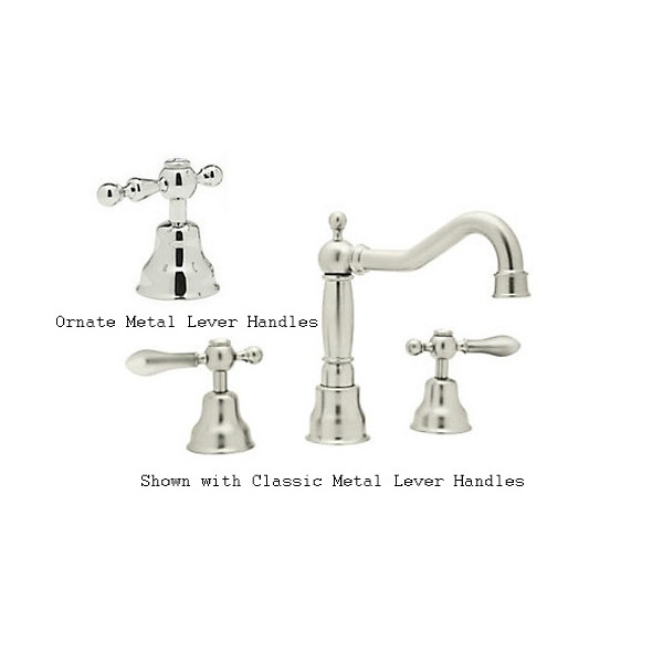 Rohl AC107L-2 Widespread Traditional Country Faucet With Lever Handles