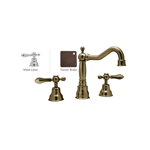 Rohl AC107LM-2 Widespread Traditional Country Faucet With Lever Handles