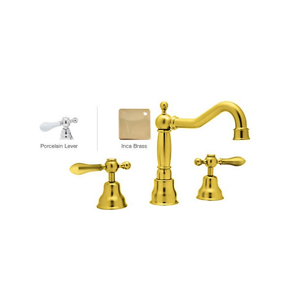 Rohl AC107OP-2 3-Hole Widespread Traditional Country Faucet With Lever Handles
