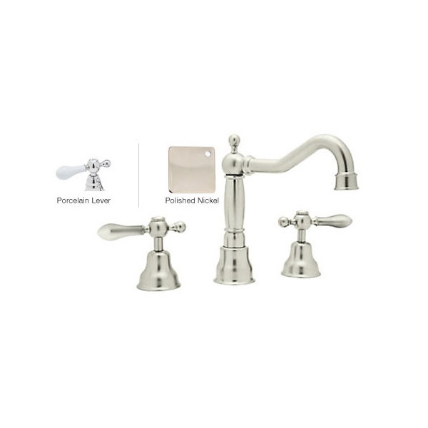 Rohl AC107OP-2 3-Hole Widespread Traditional Country Faucet With Lever Handles
