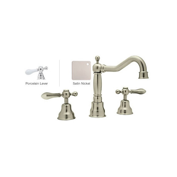 Rohl AC107OP-2 3-Hole Widespread Traditional Country Faucet With Lever Handles