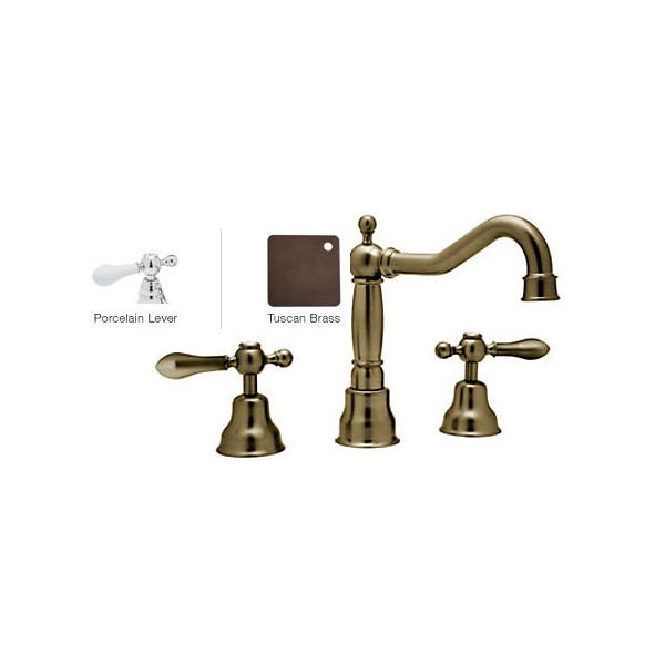 Rohl AC107OP-2 3-Hole Widespread Traditional Country Faucet With Lever Handles