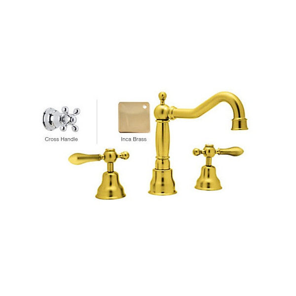 Rohl AC107X-2 3-Hole Widespread Faucet With Metal Cross Handles