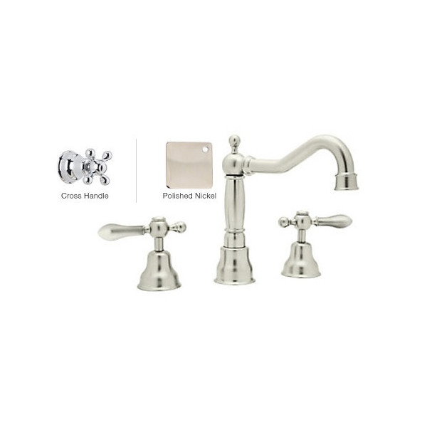 Rohl AC107X-2 3-Hole Widespread Faucet With Metal Cross Handles